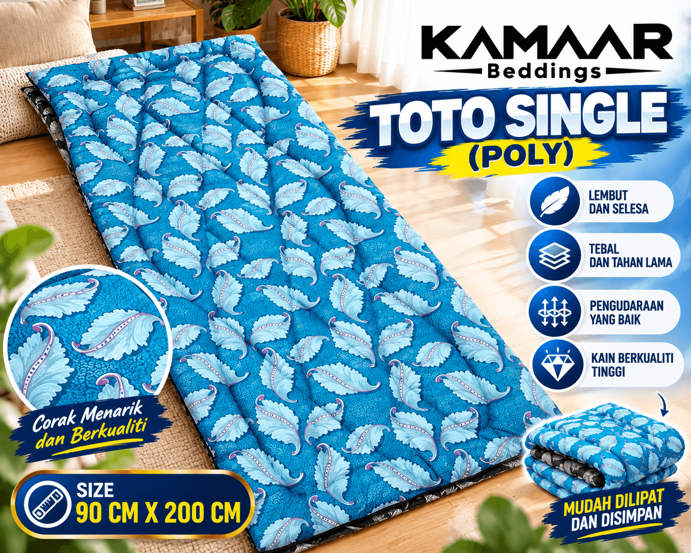 Tilam Toto Tebal & Selesa Terus Dari Kilang
